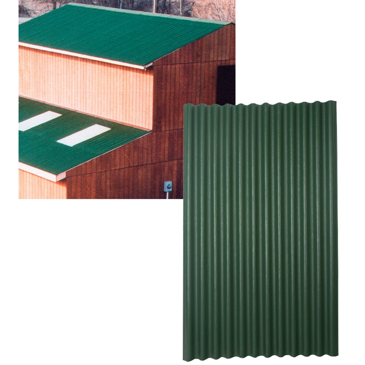 Ondura 48 In. x 79 In. Organic Fiber Core & Asphalt Green Ondura Corrugated Roofing Panels