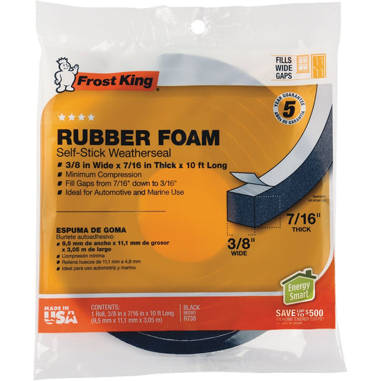 Do it Best 10 Ft. Self-Stick Foam Rubber Weatherstrip Tape