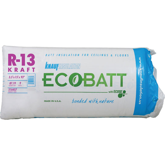Knauf R-13 15 In. x 93 In. Precut Kraft Faced Batt Fiberglass Insulation