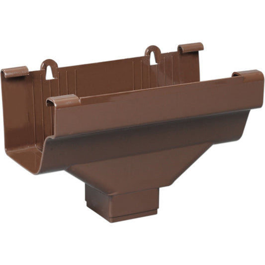 Amerimax 5 In. End with 2 In. x 3 In. Drop Outlet for Brown Vinyl Traditional K-Style Gutter