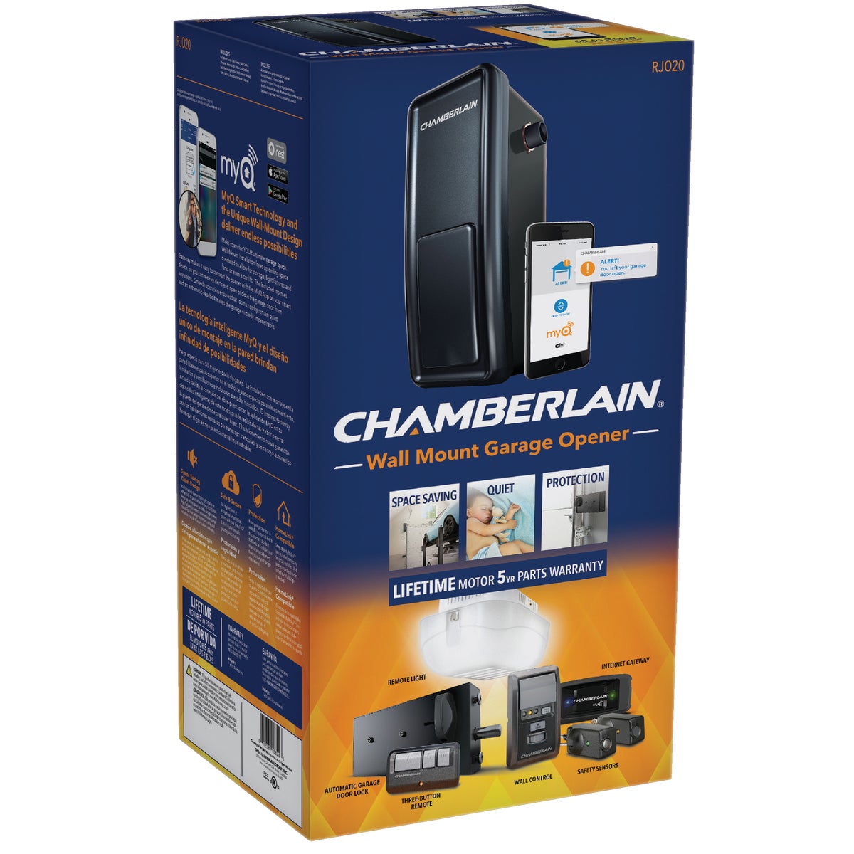 Chamberlain Wall Mounted Smartphone Controlled Ultra-Quiet Direct Drive Garage Door Opener