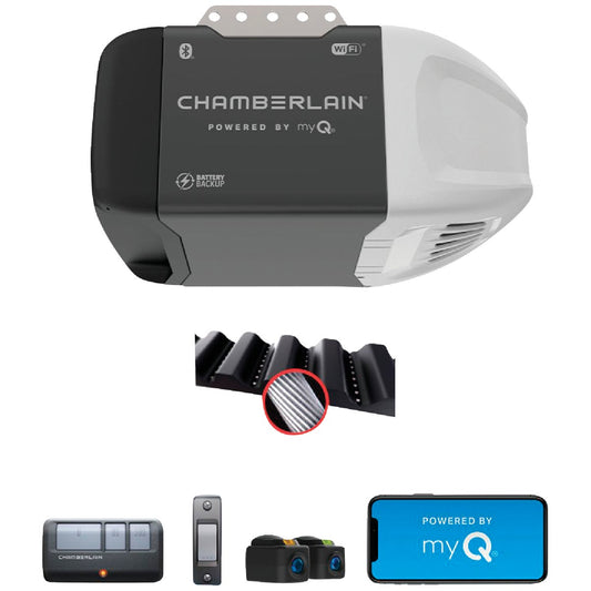 Chamberlain B2202 1/2 HP myQ Smart Belt Drive Garage Door Opener with WiFi