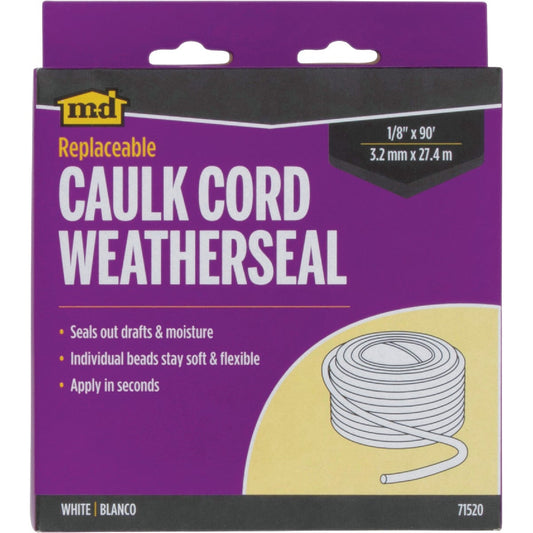 M-D 1/8 In. x 90 Ft. White Replaceable Caulk Cord