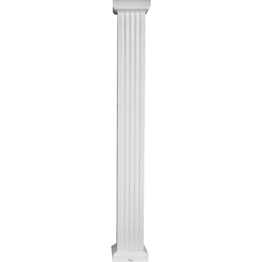 Crown Column 8 In. x 9 Ft. White Powder Coated Square Fluted Aluminum Column