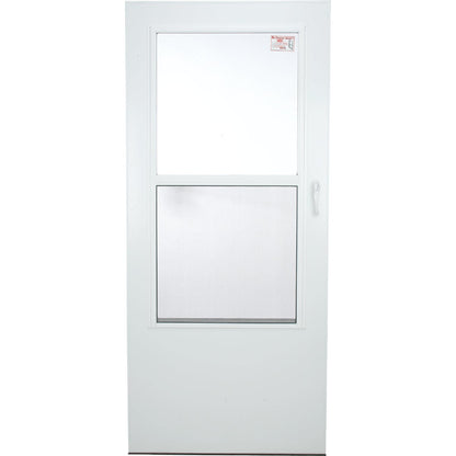 Larson Value-Core 36 In. W x 80 In. H x 1 In. Thick White Self-Storing Aluminum Storm Door