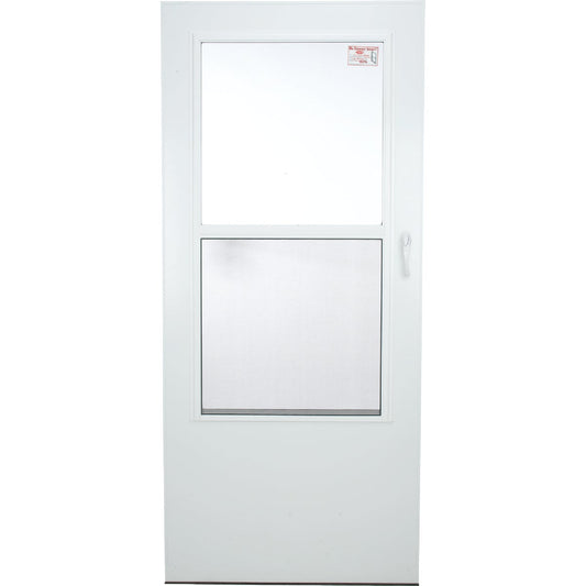 Larson Value-Core 36 In. W x 80 In. H x 1 In. Thick White Self-Storing Aluminum Storm Door