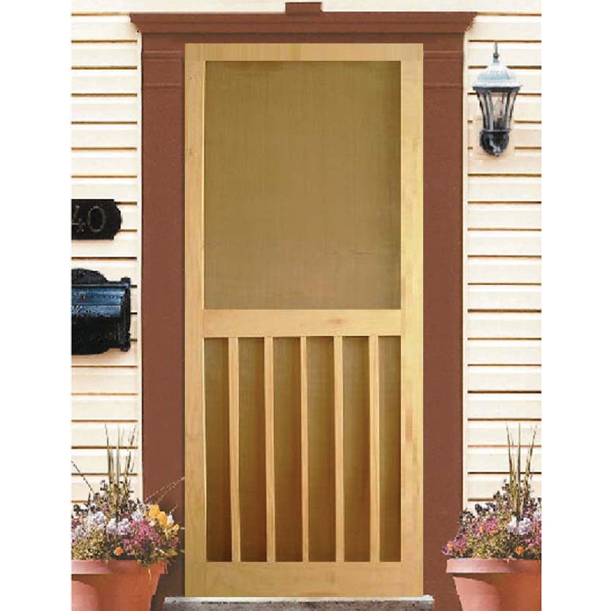 Snavely Kimberly Bay 36 In. W x 80 In. H x 1 In. Thick Natural Pine Wood 5-Bar Screen Door