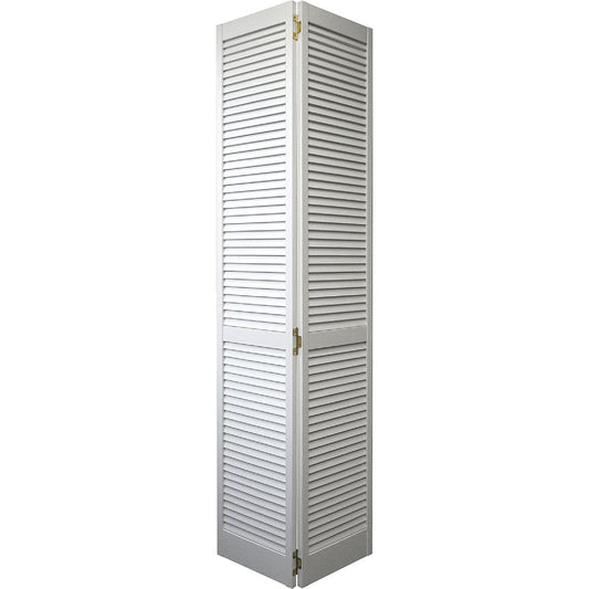 Jeld Wen 30 In. W. x 80 In. H. Pine Louver/Louver Primed White Bifold Door