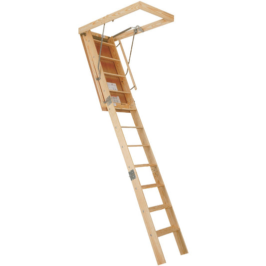 Louisville Champion 8 Ft. 9 In. to 10 Ft. 22-1/2 In. x 54 In. Wood Attic Stairs, 300 Lb. Load