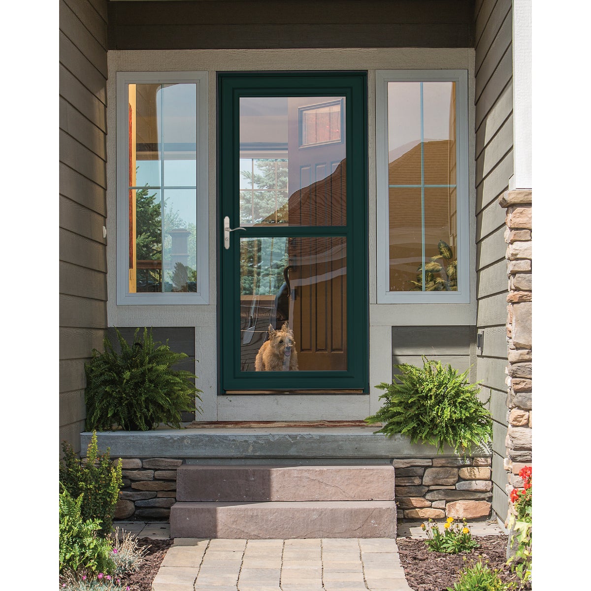 Larson Easy Vent 146 Series 36 In. W x 81 In. H x 1-7/8 In. Thick Green Full View Aluminum Storm Door