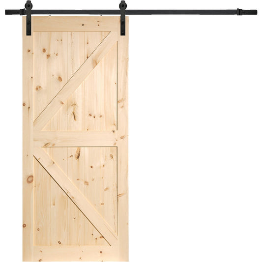 Erias Home Designs 36 In. x 84 In. x 1-3/8 In. K-Style Stain Grade Unfinished Barn Door