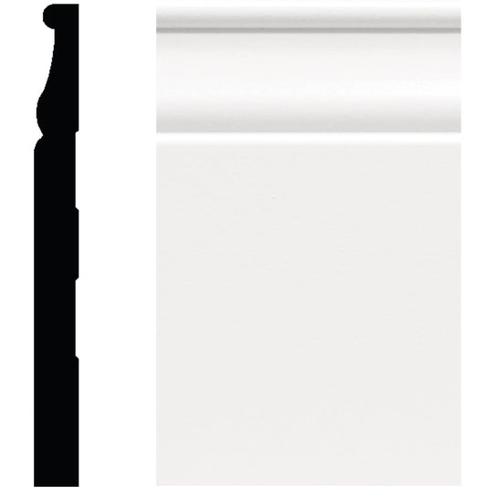 House of Fara 1/2 In. W. x 5-1/4 In. H. x 8 Ft. L. White MDF Colonial Base Molding