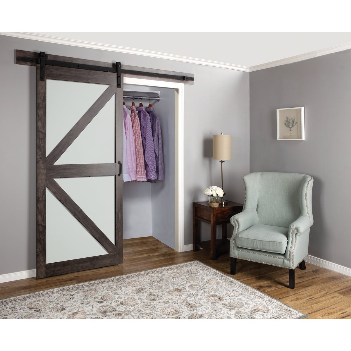 Erias Home Designs Dunmore 36 In. x 84 In. x 1-3/8 In. K-Style Barn Door Kit