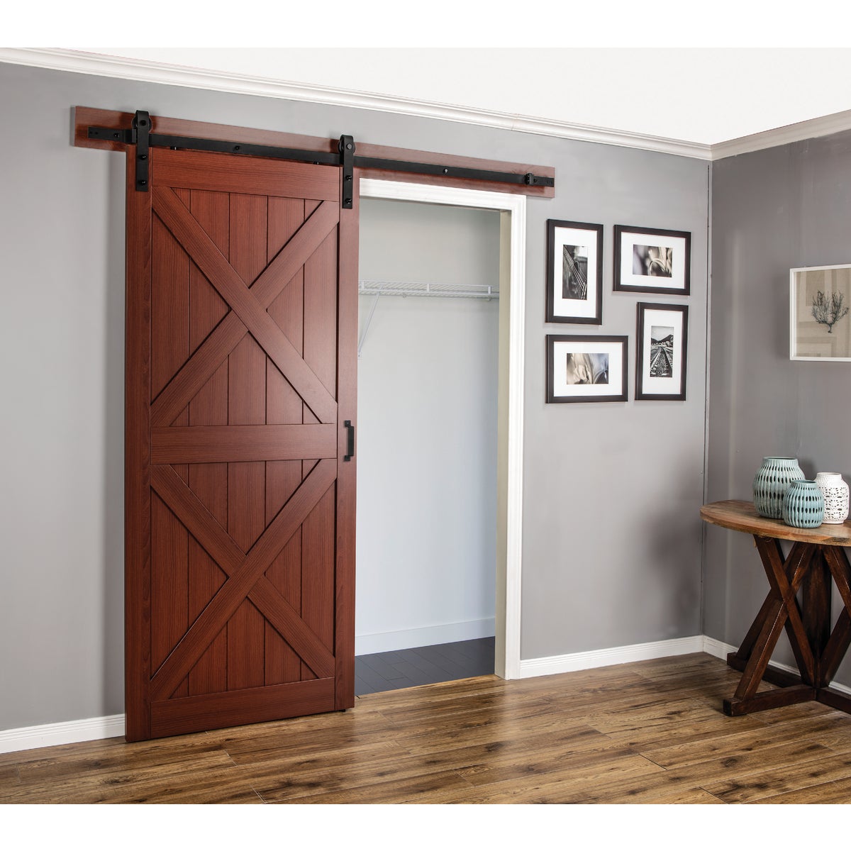 Erias Home Designs Sagrada 36 In. x 84 In. x 1-3/8 In. Double X-Style Barn Door Kit