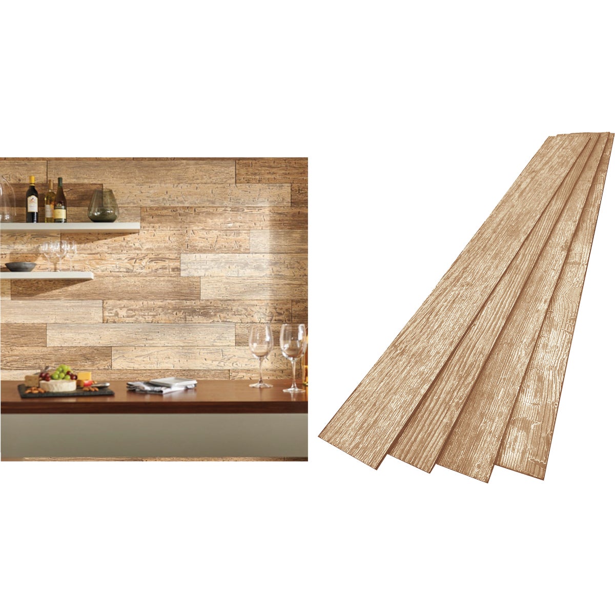 DPI 6 In. W. x 48 In. L. x 1/4 In. Thick Driftwood Rustic Wall Plank (12-Pack)