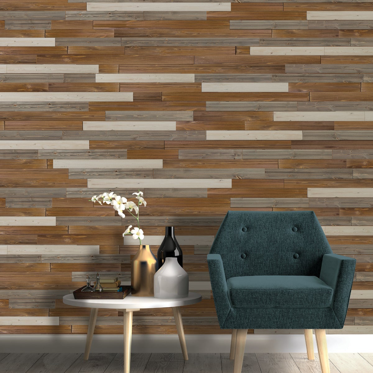 Global Product Sourcing 3-1/2 In. W. x 1/4 In. Thick Solid Wood Gray Reclaimed Wood Wall Plank