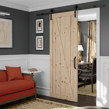 Colonial Elegance Chalet 37 In. x 84 In. x 1.38 In. Unfinished Z-Style Barn Door Kit