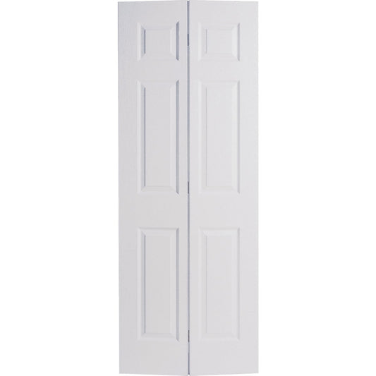 Masonite 24 In. W x 79 In. H Textured Hardboard Primed White 6-Panel 2-Door Bifold Door