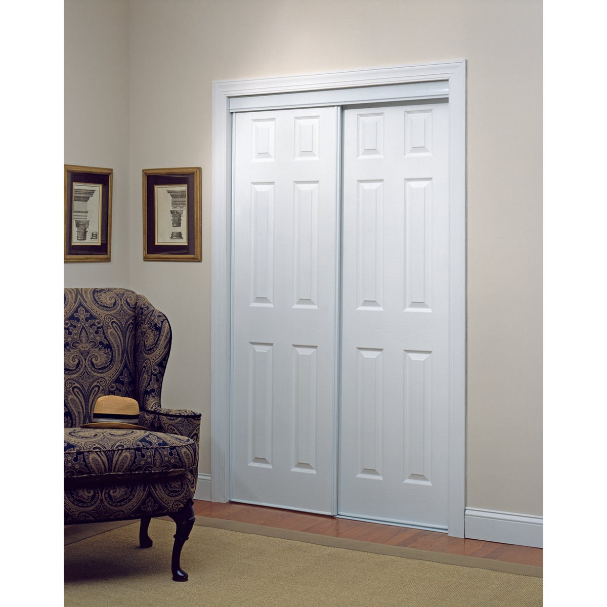 Erias 106 Series 47 In. W. x 80-1/2 In. H. White Vinyl Clad 6-Panel Bypass Door