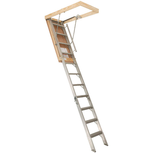 Louisville Elite 7 Ft. 8 In. to 10 Ft. 3 In. 22-1/2 In. x 54 In. Aluminum Attic Stairs, 375 Lb. Load