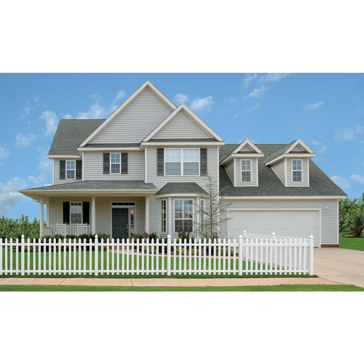 Outdoor Essentials 4 Ft. H. x 8 Ft. L. Spaced White Vinyl Picket Fence