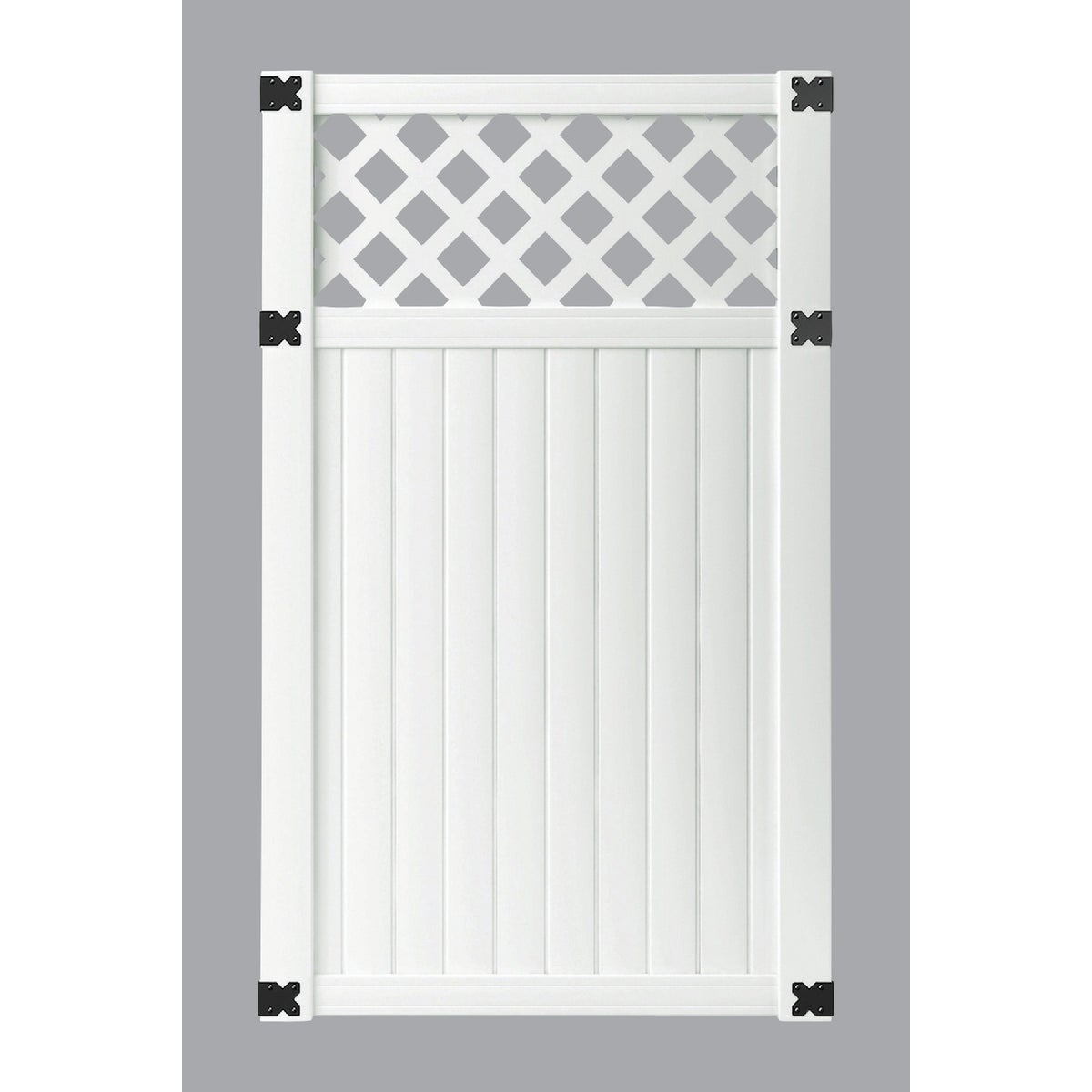 Outdoor Essentials 41-1/2 In. W. x 6 Ft. H. Lattice-Top White Vinyl Privacy Gate