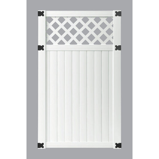 Outdoor Essentials 41-1/2 In. W. x 6 Ft. H. Lattice-Top White Vinyl Privacy Gate