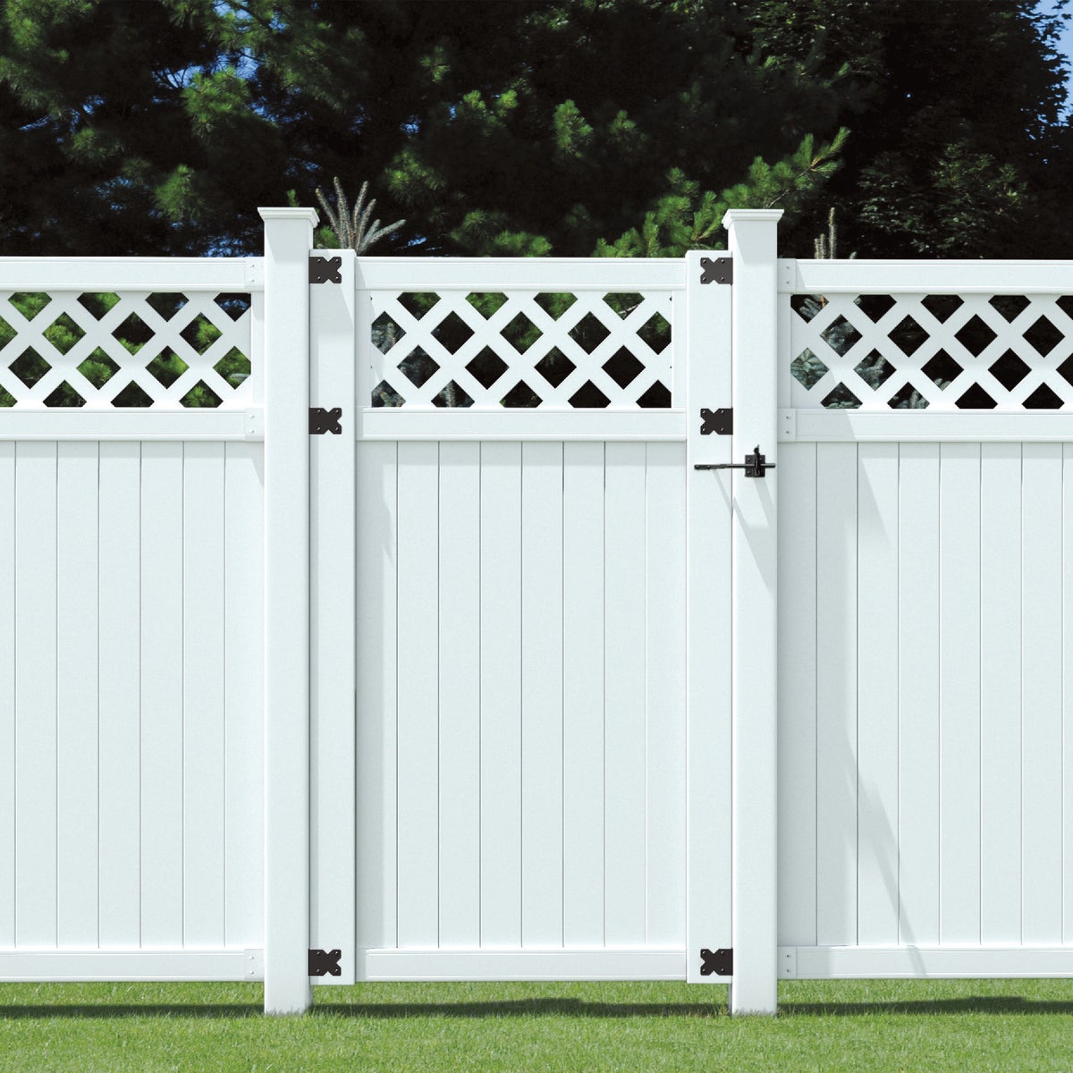 Outdoor Essentials 41-1/2 In. W. x 6 Ft. H. Lattice-Top White Vinyl Privacy Gate