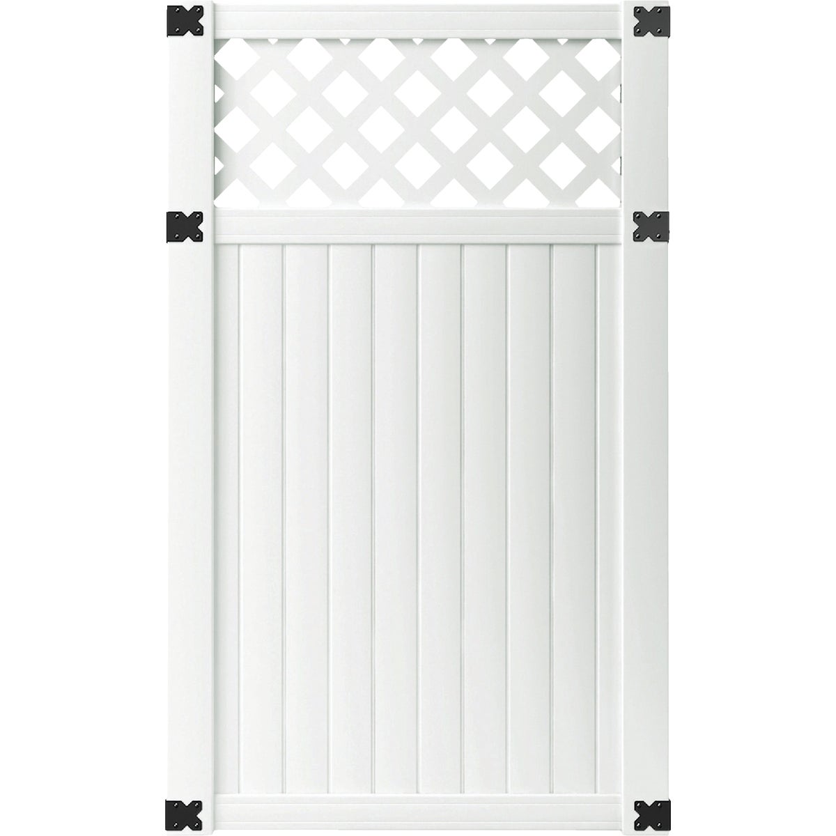 Outdoor Essentials 41-1/2 In. W. x 6 Ft. H. Lattice-Top White Vinyl Privacy Gate