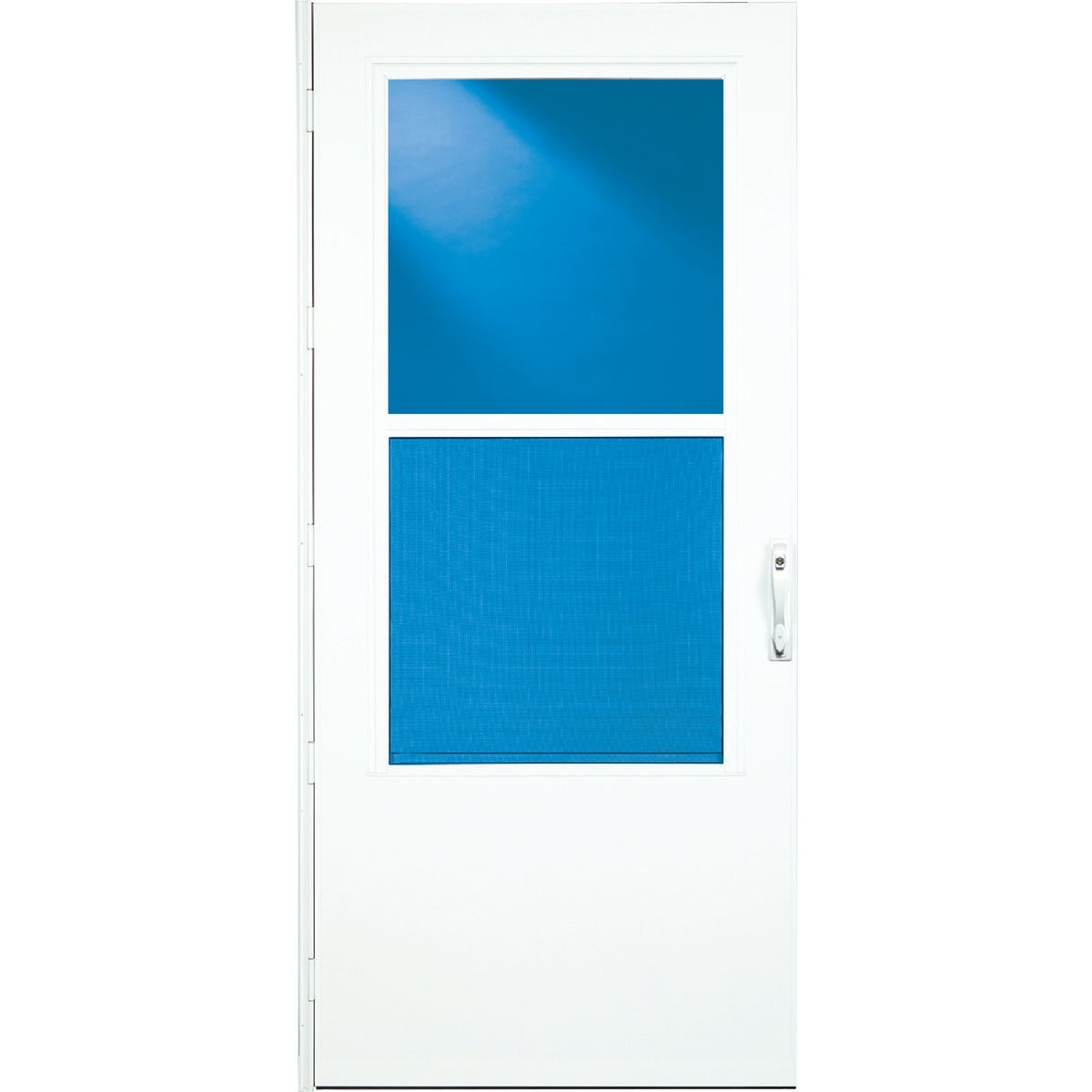 Larson Life-Core DuraTech 36 In. W x 80 In. H x 1 In. Thick White Self-Storing Storm Door