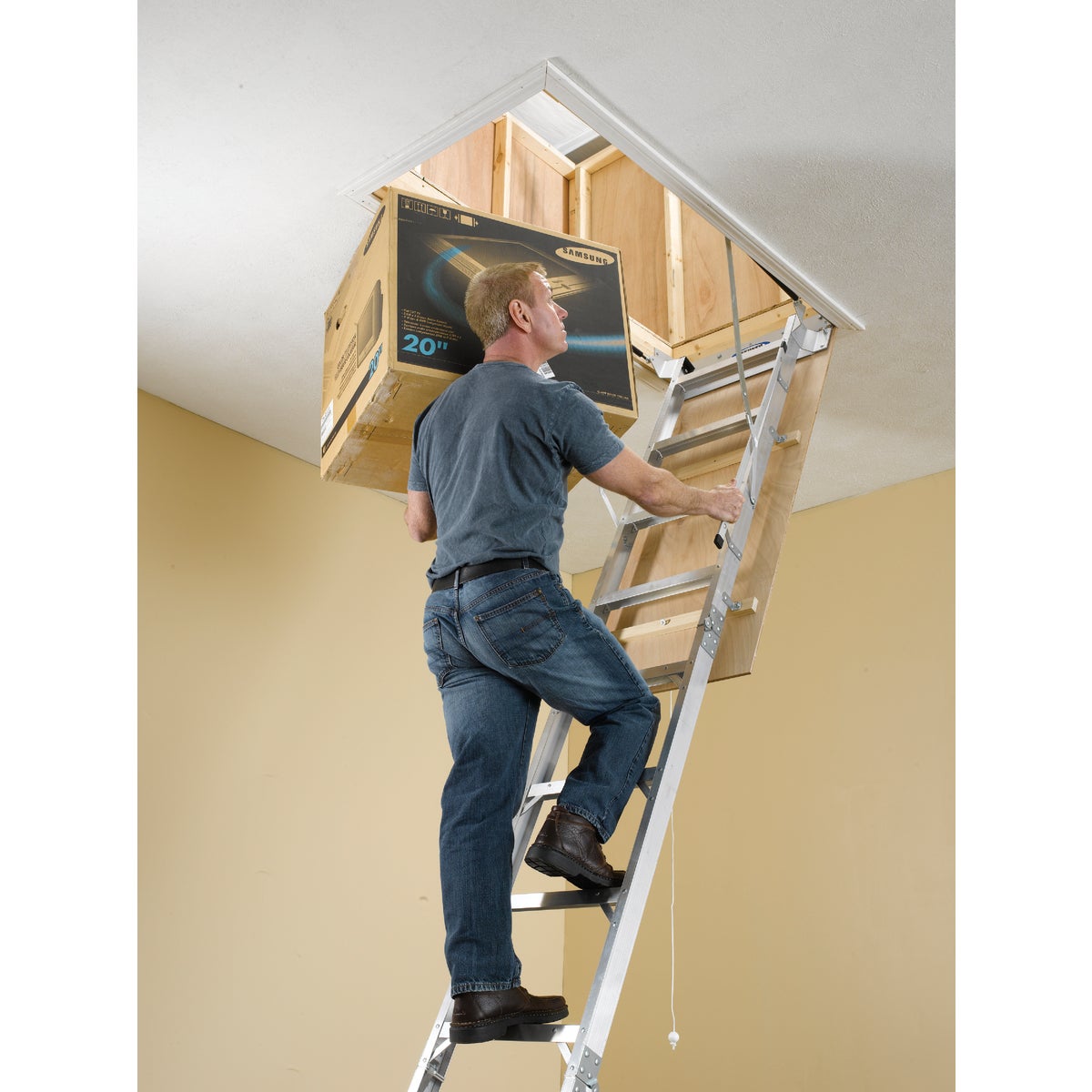 Werner Universal 8 Ft. to 10 Ft. 25 In. x 54 In. Aluminum Attic Stairs, 375 Lb. Load