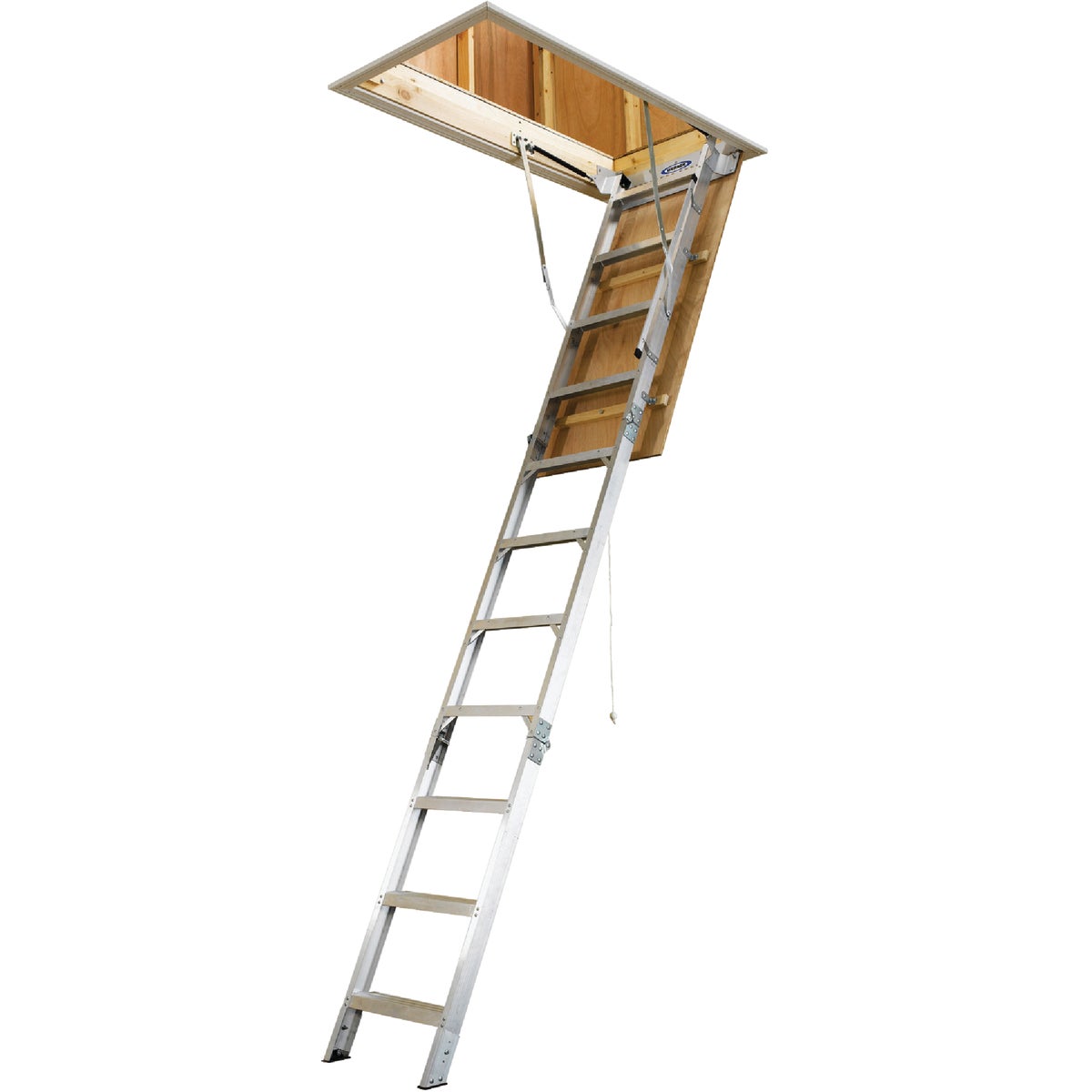 Werner Universal 8 Ft. to 10 Ft. 25 In. x 54 In. Aluminum Attic Stairs, 375 Lb. Load