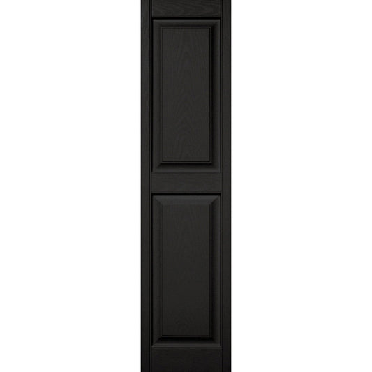 Builders Edge 15 in. x 59 in. Black Panel Shutter, (2-Pack)