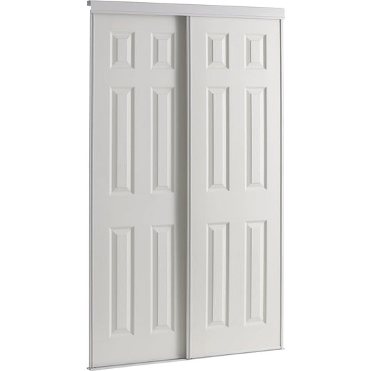 Colonial Elegance 48 In. W x 80-1/2 In. H Six-Panel White Woodgrain Bypass Door