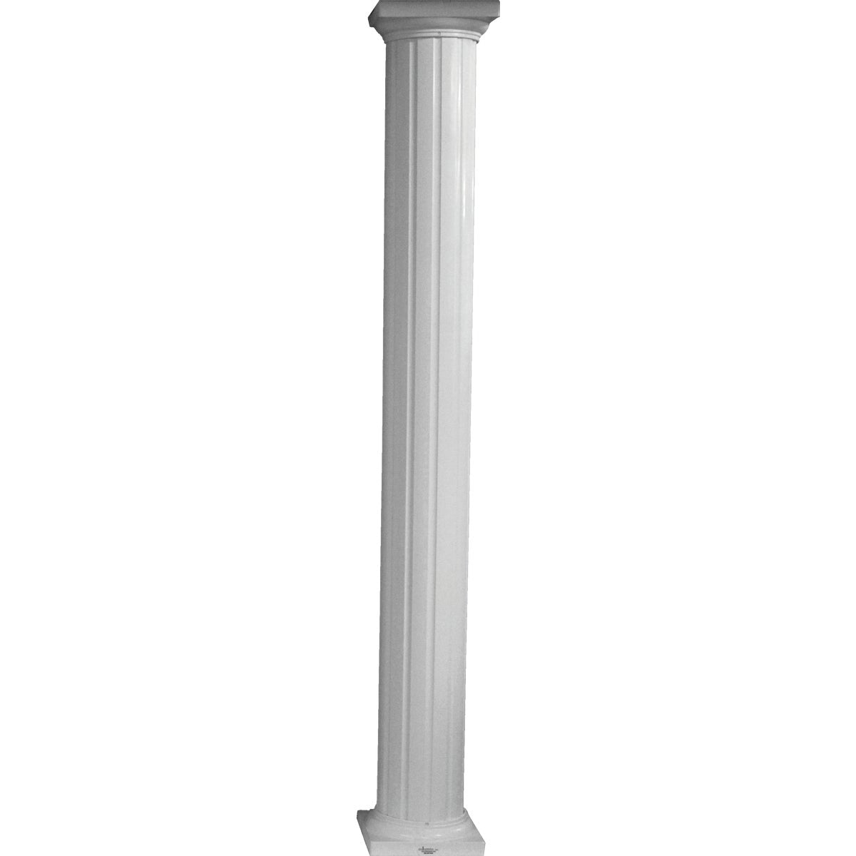 Crown Column 8 In. x 8 Ft. White Powder Coated Round Fluted Aluminum Column