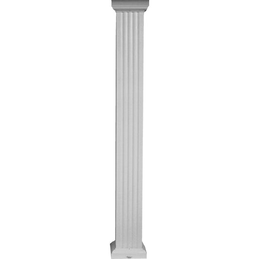 Crown Column 6 In. x 8 Ft. White Powder Coated Square Fluted Aluminum Column