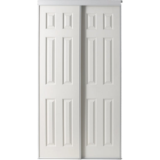 Colonial Elegance 72 In. W x 80-1/2 In. H Six-Panel White Woodgrain Bypass Door