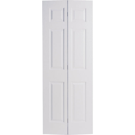 Masonite 32 In. W x 79 In. H Textured Hardboard Primed White 6-Panel 2-Door Bifold Door