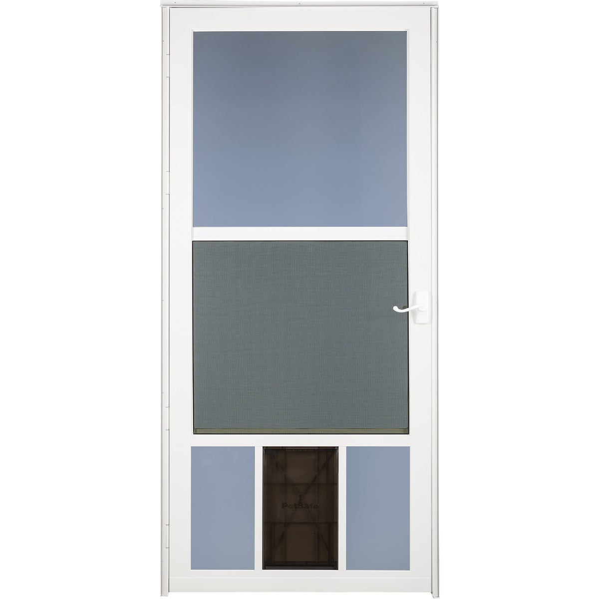 Larson Metal-Tech 32 In. W x 81 In. H x 1-1/4 In. Thick White Classic View Storm Door With Pet Door