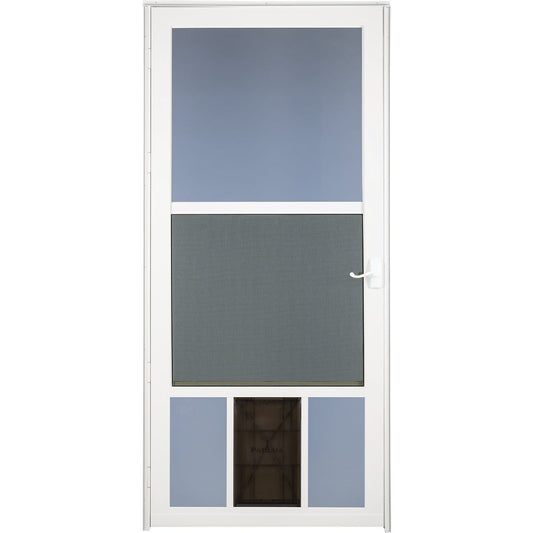 Larson Metal Tech 36 In. W x 81 In. H x 1-1/4 In. Thick White Classic View Storm Door With Pet Door