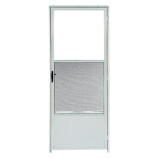 Croft Continental Style 32 In. W x 80 In. H x 1-1/4 In. Thick White Self-Storing Aluminum Storm Door