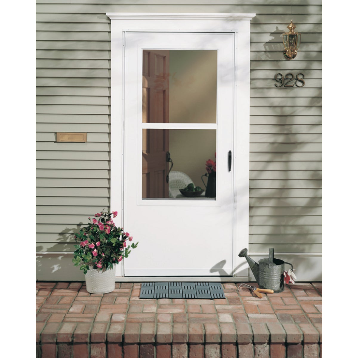 Larson 36 In. W x 80 In. H x 1 In. Thick White Self-Storing Vinyl Storm Door