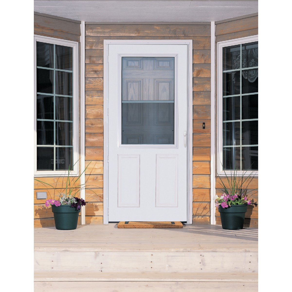 Larson Lifestyle MULTI-VENT 32 In. W x 80 In. H x 1 In. Thick White Mid View 2-Panel DuraTech Storm Door