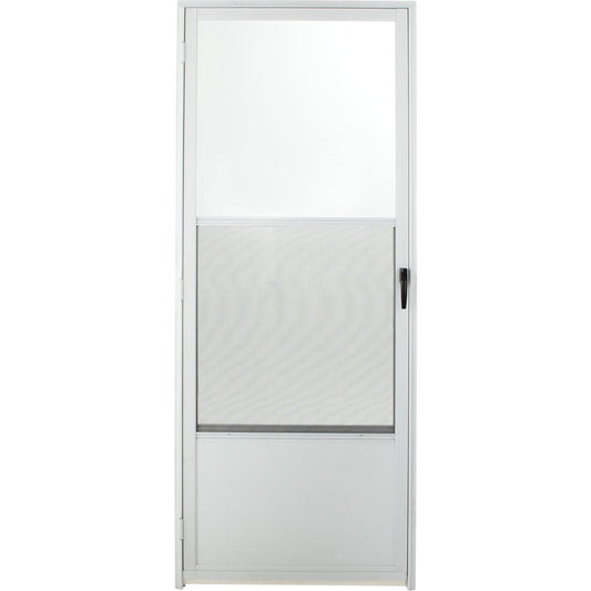 Croft Imperial Style 32 In. W x 80 In. H x 1-7/8 In. Thick White Self-Storing Aluminum Storm Door