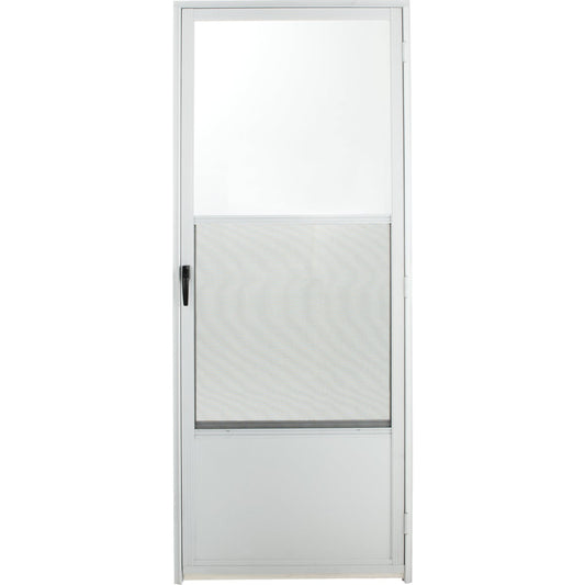 Croft Imperial Style 32 In. W x 80 In. H x 1-7/8 In. Thick White Self-Storing Aluminum Storm Door