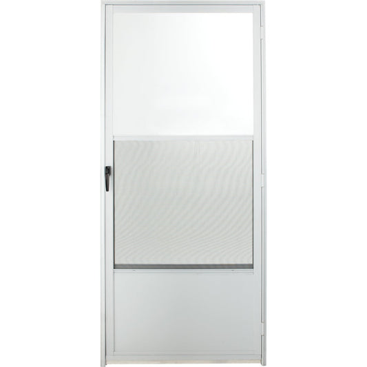 Croft Imperial Style 36 In. W x 80 In. H x 1-7/8 In. Thick White Self-Storing Aluminum Storm Door