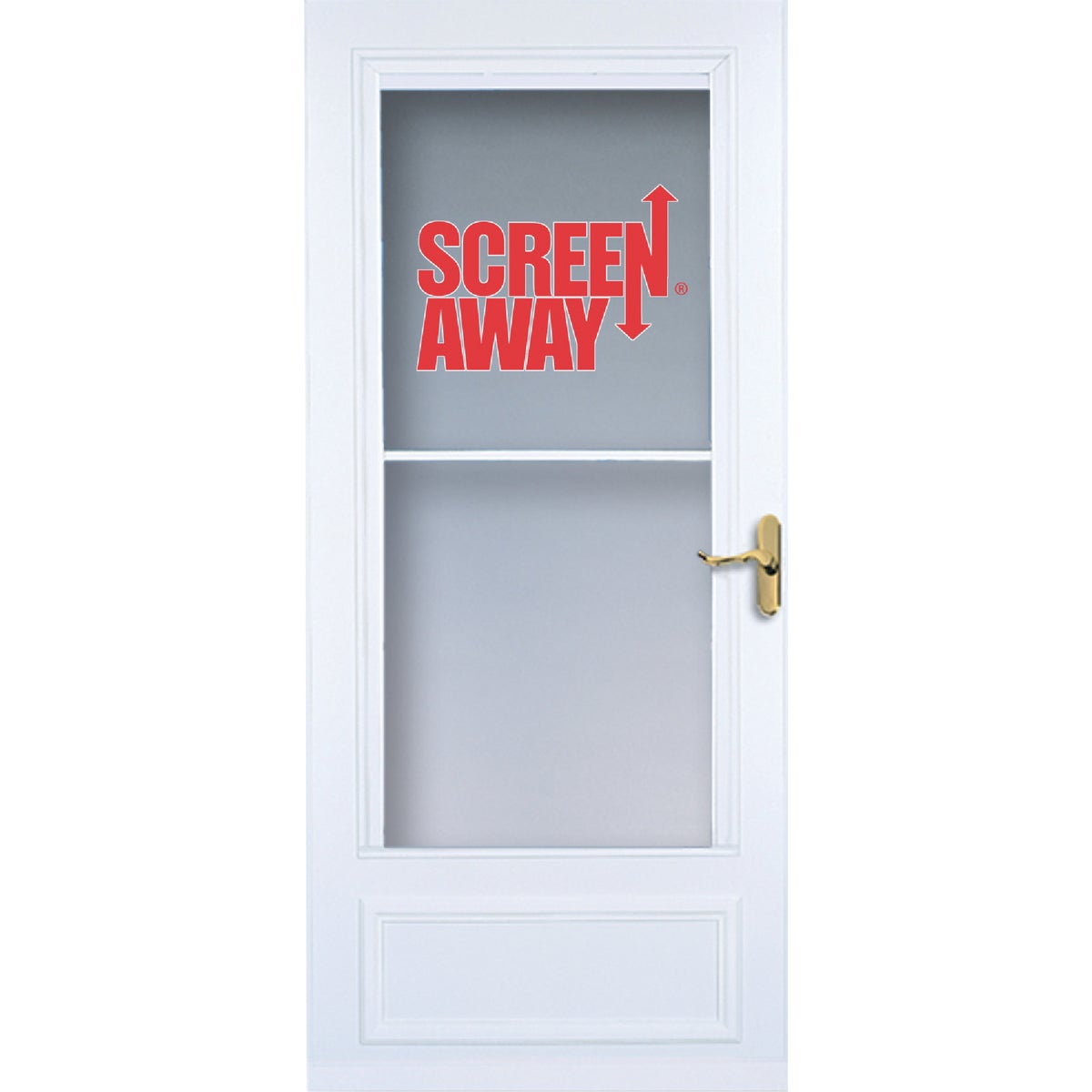 Larson Screenaway Lifestyle 32 In. W x 80 In. H x 1 In. Thick White Mid View DuraTech Storm Door