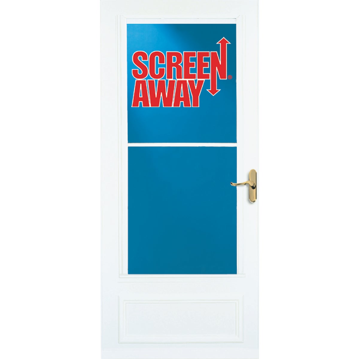 Larson Screenaway Lifestyle 36 In. W x 80 In. H x 1 In. Thick White Mid View DuraTech Storm Door