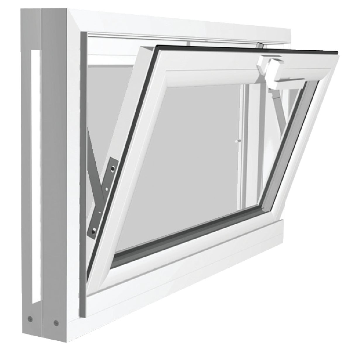 Northview Hemlock Hopper 32 In. W x 15-1/4 In. H White PVC Basement Window