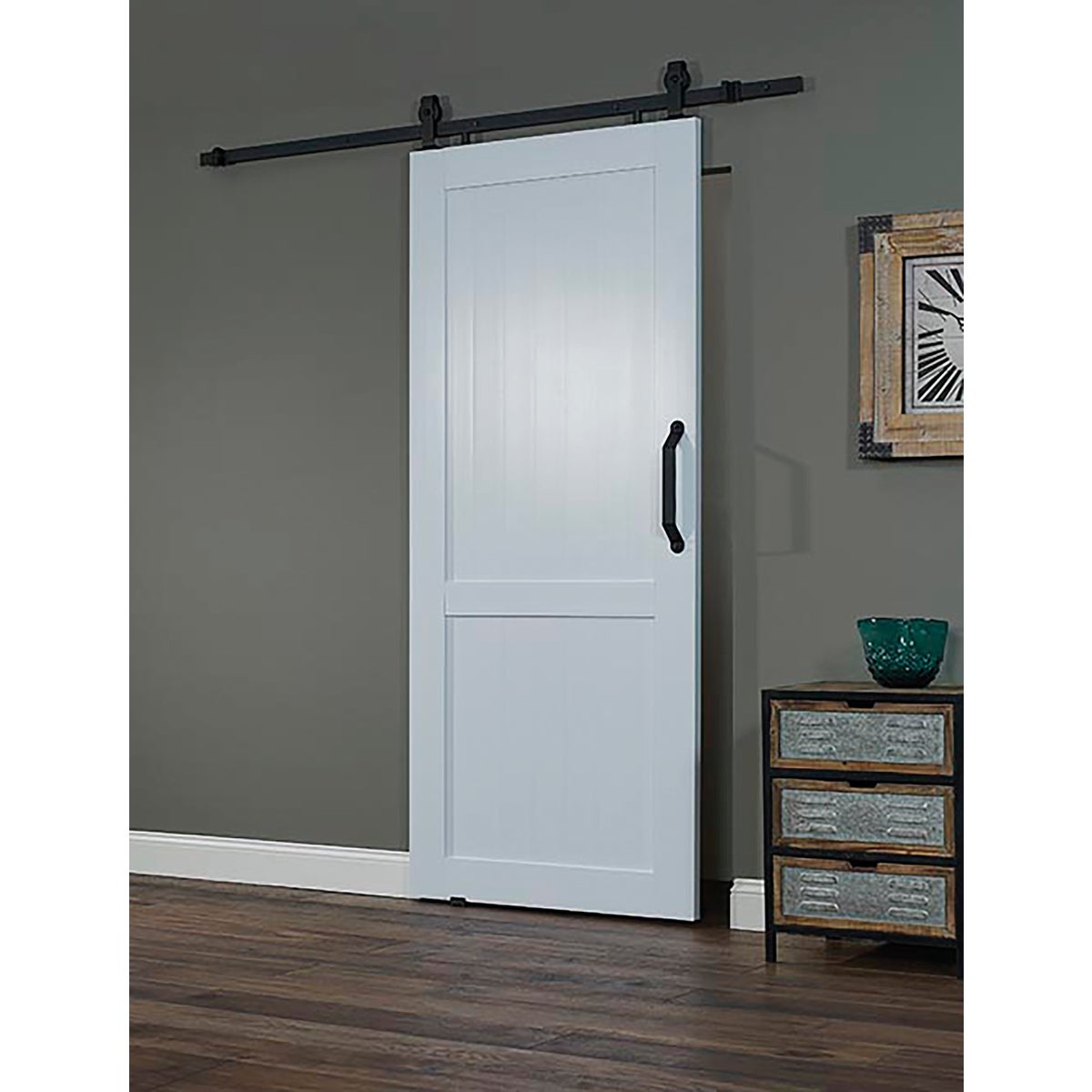 Millbrooke 36 In. x 84 In. x 1.3 In. H-Style White PVC Barn Door Kit